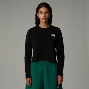 Camiseta The North Face Cropped Long-Sleeve Simple Dome Mujer Negros | NF0A35Z3M
