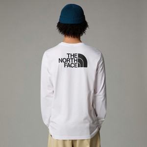 Camiseta The North Face Easy Long-Sleeve Hombre Blancos | NF0A20M7S