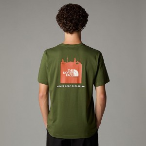 Camiseta The North Face Germany Redbox Hombre Verdes | NF0A51R0P