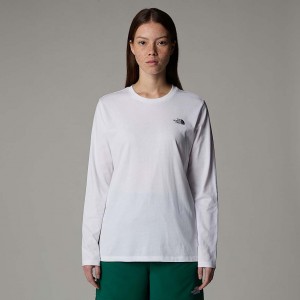 Camiseta The North Face Long-Sleeve Simple Dome Mujer Blancos | NF0A76X4A