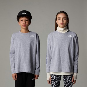 Camiseta The North Face Varsity Graphic Oversized Long-Sleeve Niños Grises | NF0A09O5H