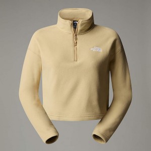 Pullover The North Face 100 Glacier Cropped 1/4 Zip Fleece Mujer Kaki | NF0A80P1Z