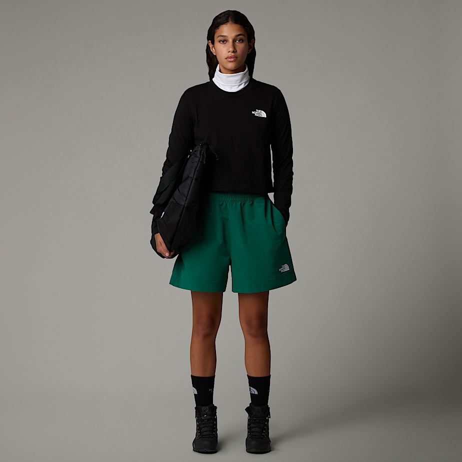 Camiseta The North Face Cropped Long-Sleeve Simple Dome Mujer Negros | NF0A35Z3M