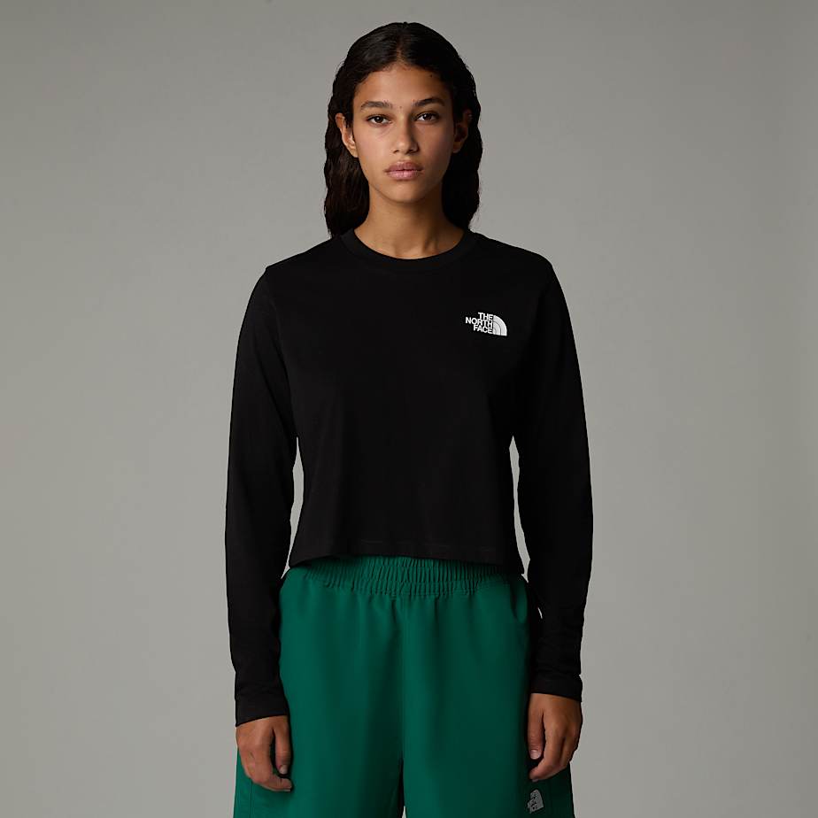 Camiseta The North Face Cropped Long-Sleeve Simple Dome Mujer Negros | NF0A35Z3M