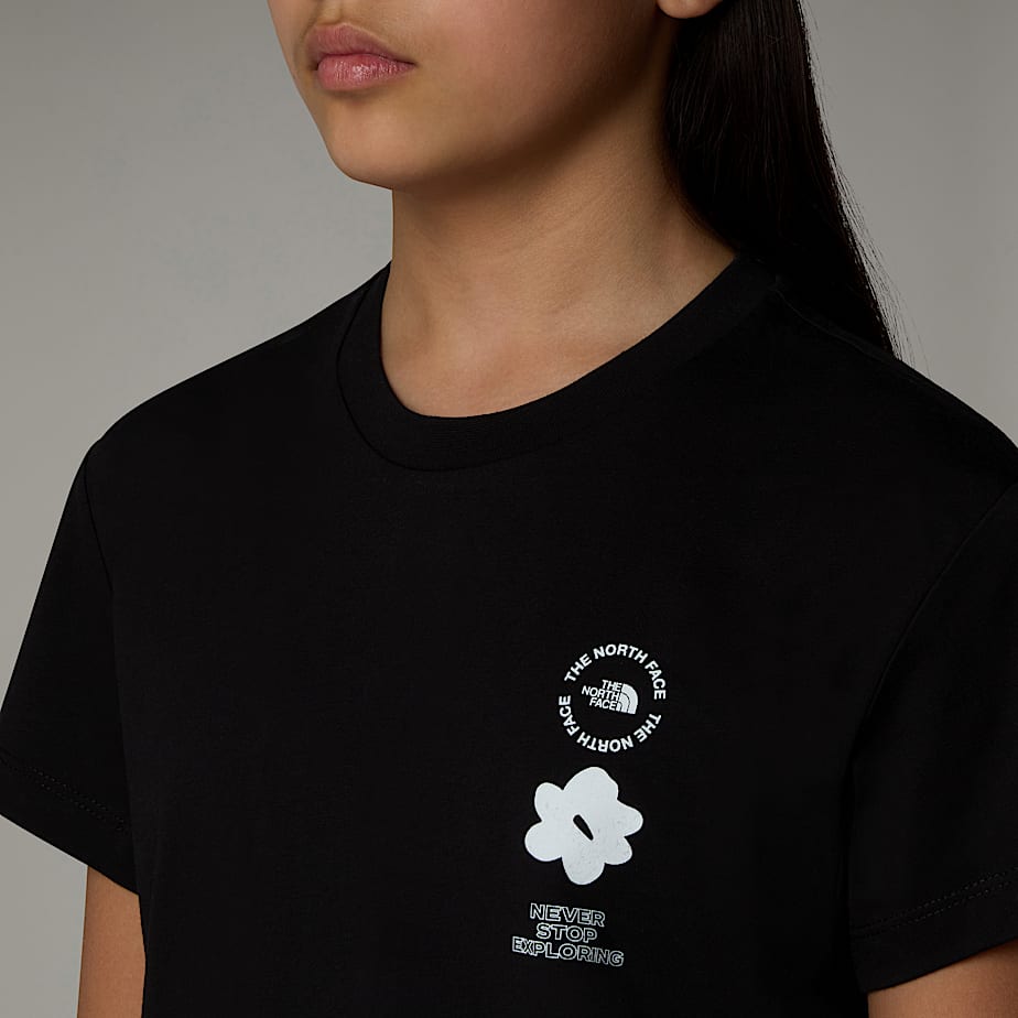 Camiseta The North Face Flower Graphic Relaxed Niños Negros | NF0A90I5V