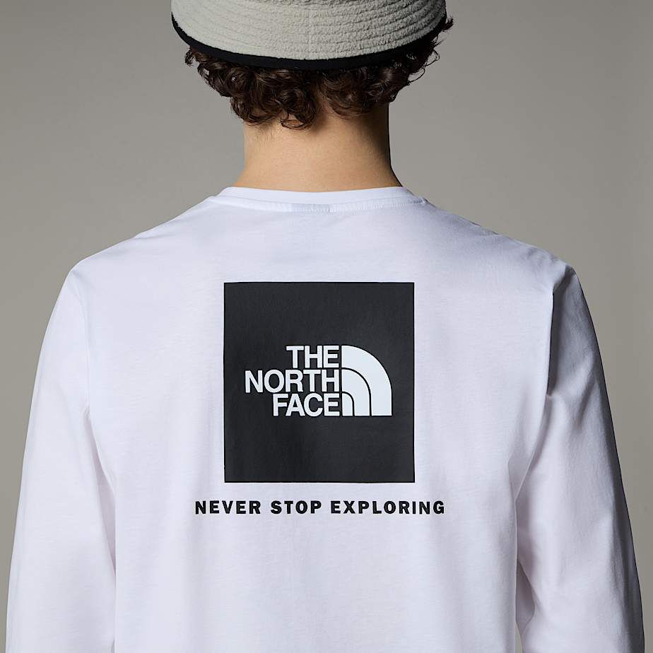 Camiseta The North Face Redbox Long-Sleeve Hombre Blancos | NF0A96R7N