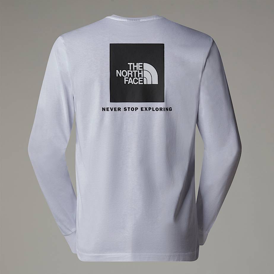 Camiseta The North Face Redbox Long-Sleeve Hombre Blancos | NF0A96R7N